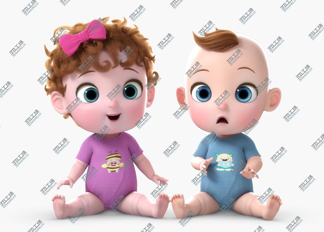 images/goods_img/20210113/3D model Cartoon Twin Baby Rigged/3.jpg